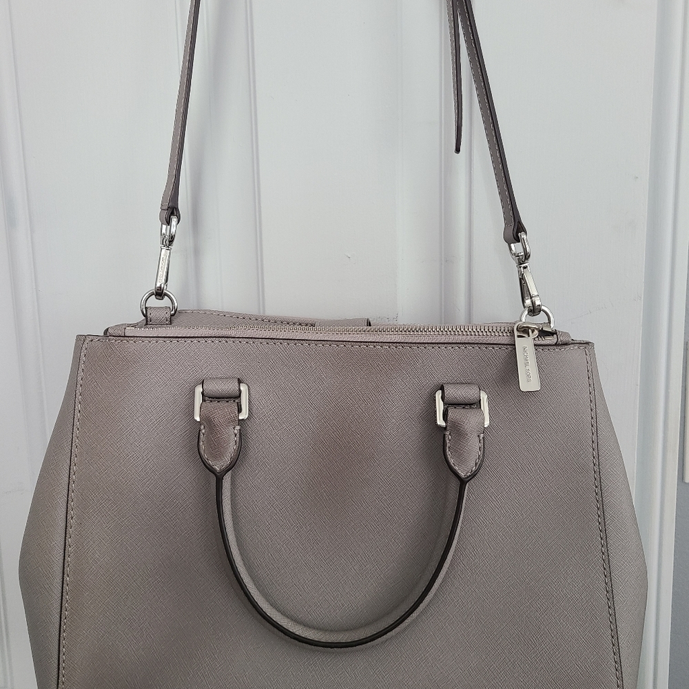 Michael Kors Sutton Saffiano Leather Satchel Grey Large - Picture 7 of 12